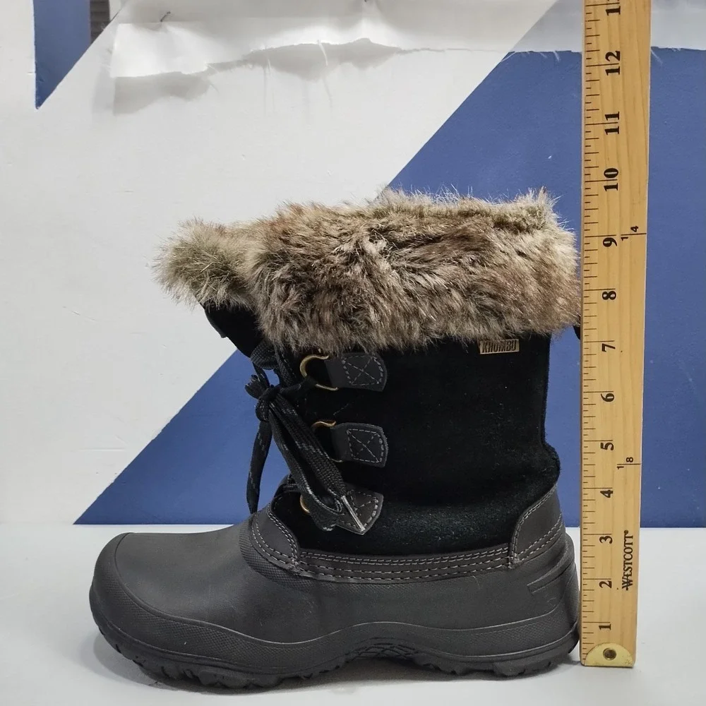 Khombu Slope Winter Boots Womens US 9M Black Faux Fur Lined Waterproof 1056065
